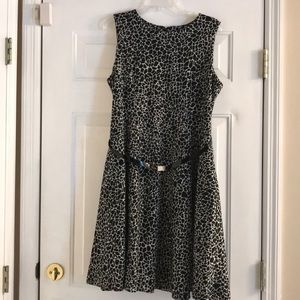 Black & Grey Printed Dress with Belt